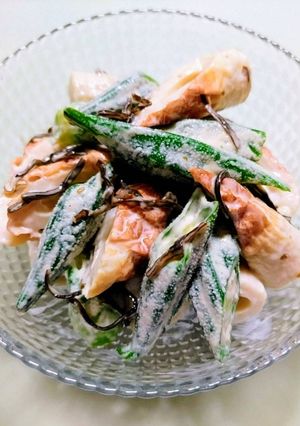 簡単夏の夕飯!竹輪おくらのマヨ塩昆布和え作り置き-レシピのメイン写真