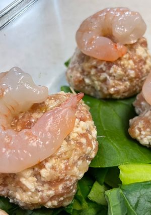 レンジでヘルシー鶏とえびの蒸し団子-レシピのメイン写真