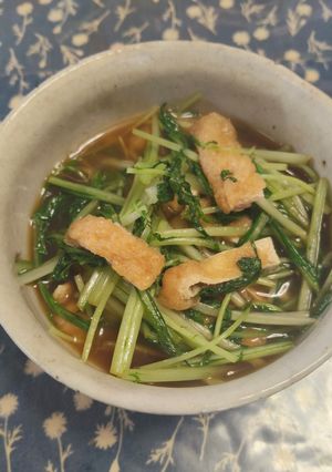 超簡単🌟水菜と油揚げのめんつゆ煮-レシピのメイン写真