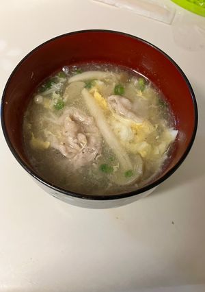 簡単‪☆たまごと豚肉のスープ（1人前）-レシピのメイン写真