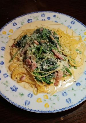 簡単⭐︎青菜とパンチェッタのクリームパスタ-レシピのメイン写真