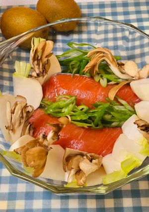 秋鮭のレンジ酒蒸し　ポン酢-レシピのメイン写真