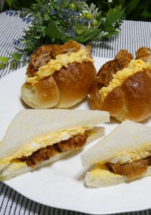 唐揚げをリメイク!チキン南蛮風卵サンド❀-レシピのメイン写真