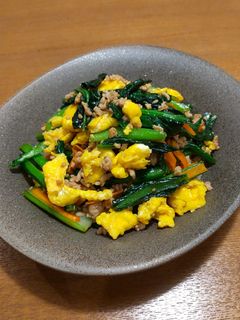小松菜のひき肉炒め-レシピのメイン写真
