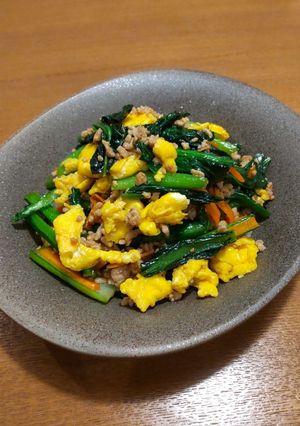 小松菜のひき肉炒め-レシピのメイン写真