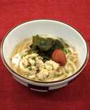 あさりとわかめの梅しそうどん