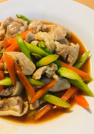 鶏肉とアスパラガスのケチャップ炒め-レシピのメイン写真