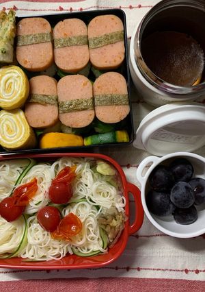 8/20スパムおにぎりとそうめん弁当-レシピのメイン写真