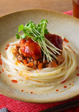 ヤンニョム唐揚げとさば缶の食べラー豆乳麺-レシピのメイン写真