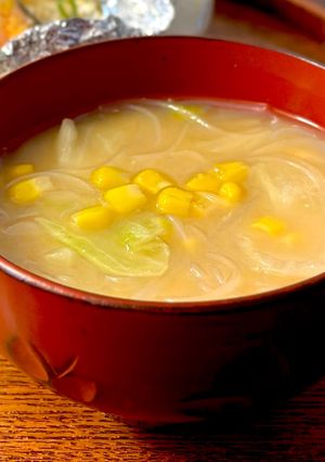 味噌汁アレンジ★味噌ラーメン風春雨スープ-レシピのメイン写真