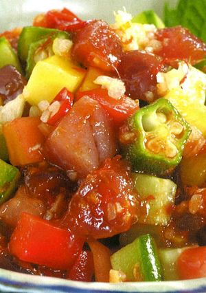 鰹の漬けと野菜とフルーツの中華風和えもの-レシピのメイン写真