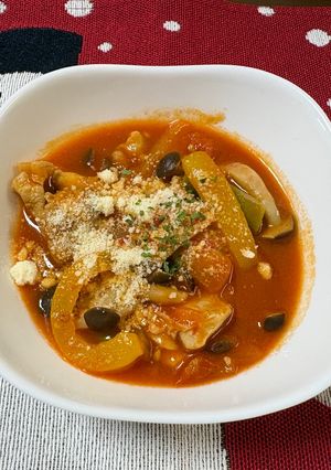 絶品！鶏肉と彩り野菜の濃厚トマト煮込み♪-レシピのメイン写真