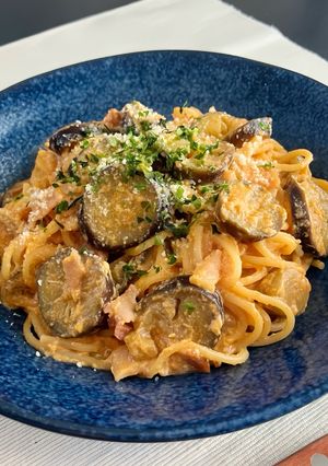 レンジで簡単！カフェ風ナスのトマトパスタ-レシピのメイン写真