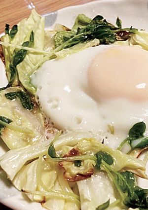 春キャベツと豆苗の巣ごもり風卵-レシピのメイン写真