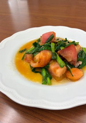 トマトとニラのラー油炒め-レシピのメイン写真