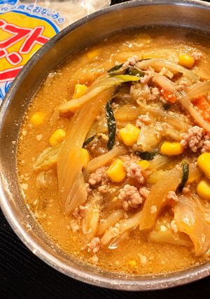 懐かしの給食♡ソフトめんのコーン味噌ラーメン風-レシピのメイン写真