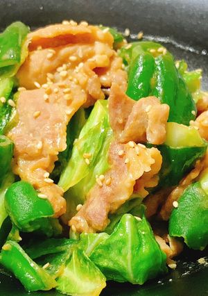 キャベツ豚こまピーマンの味噌炒め-レシピのメイン写真