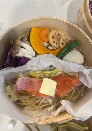 せいろでサーモンとつけ野菜-レシピのメイン写真