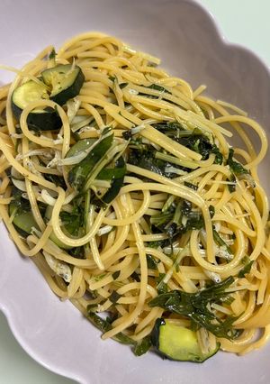 ズッキーニとしらすと水菜と大葉のパスタ-レシピのメイン写真