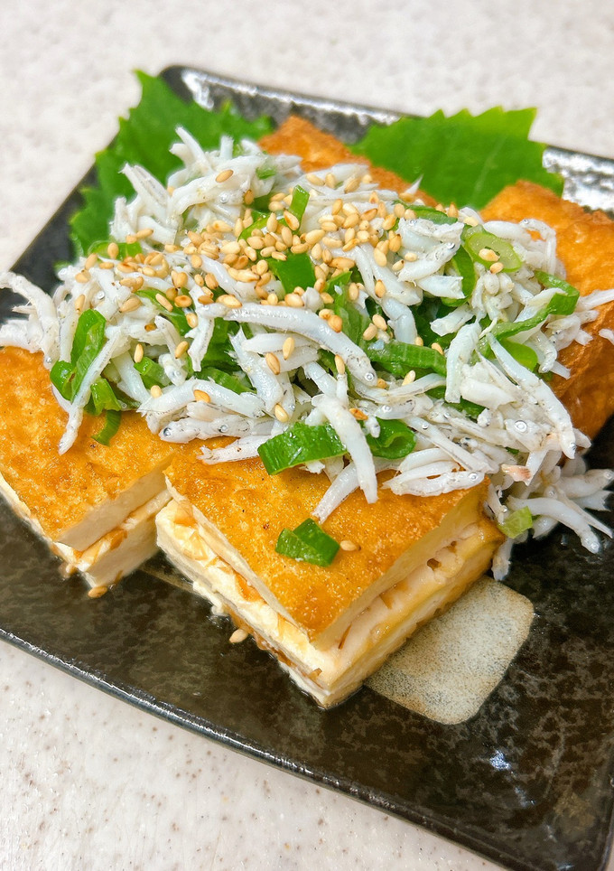 厚揚げおかか挟み焼き♪ネギしらすのせ-レシピのメイン写真