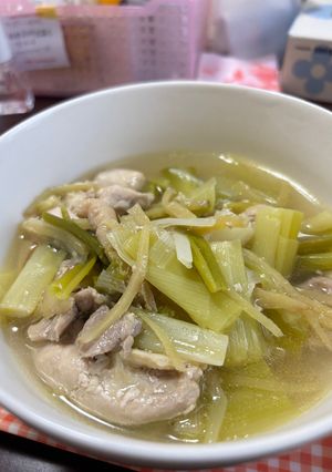 打ち込むだけ！鶏肉とネギのしょうがスープ煮込み-レシピのメイン写真