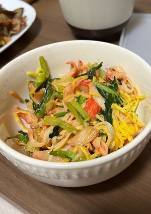 カニカマと小松菜のマヨ醤油炒め-レシピのメイン写真