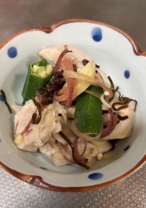 鶏むね肉とオクラの塩こんぶ和え-レシピのメイン写真