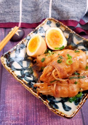 簡単！節約！豚もやし巻きの角煮風-レシピのメイン写真