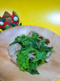 わさび菜と豚肉の中華炒め-レシピのメイン写真