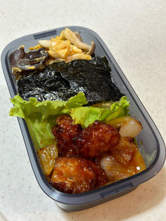唐揚げリメイク弁当 きのこ炒め-レシピのメイン写真