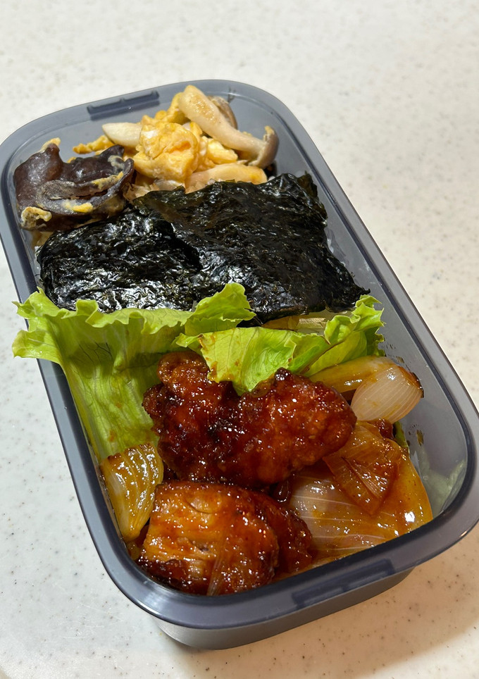 唐揚げリメイク弁当　きのこ炒め-レシピのメイン写真