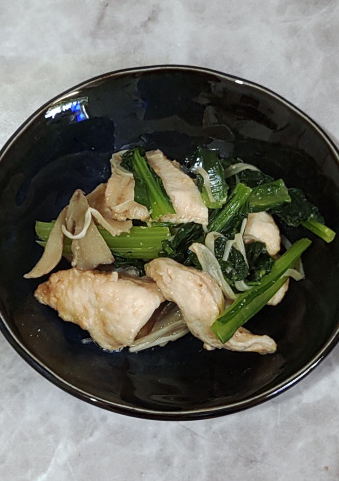 小松菜と鶏むねのオイスター味噌炒め風-レシピのメイン写真