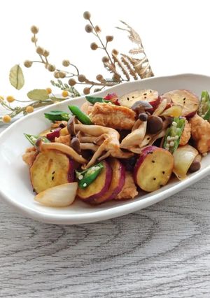 🍠さつま芋とズボラ鶏団子🐥のピリ辛炒め-レシピのメイン写真