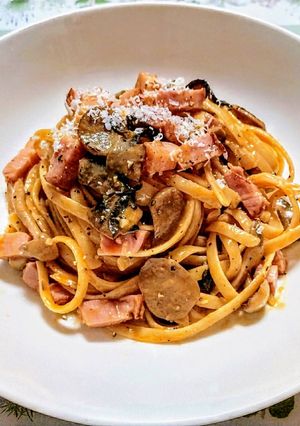 簡単ランチ！混ぜるキノコのカルボナーラ-レシピのメイン写真