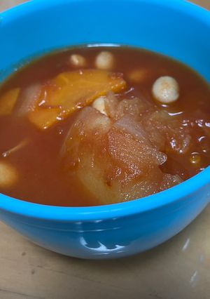 大豆とソーセージトマトスープ-レシピのメイン写真