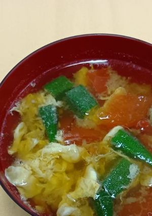 オクラとトマトのふわたま味噌汁-レシピのメイン写真