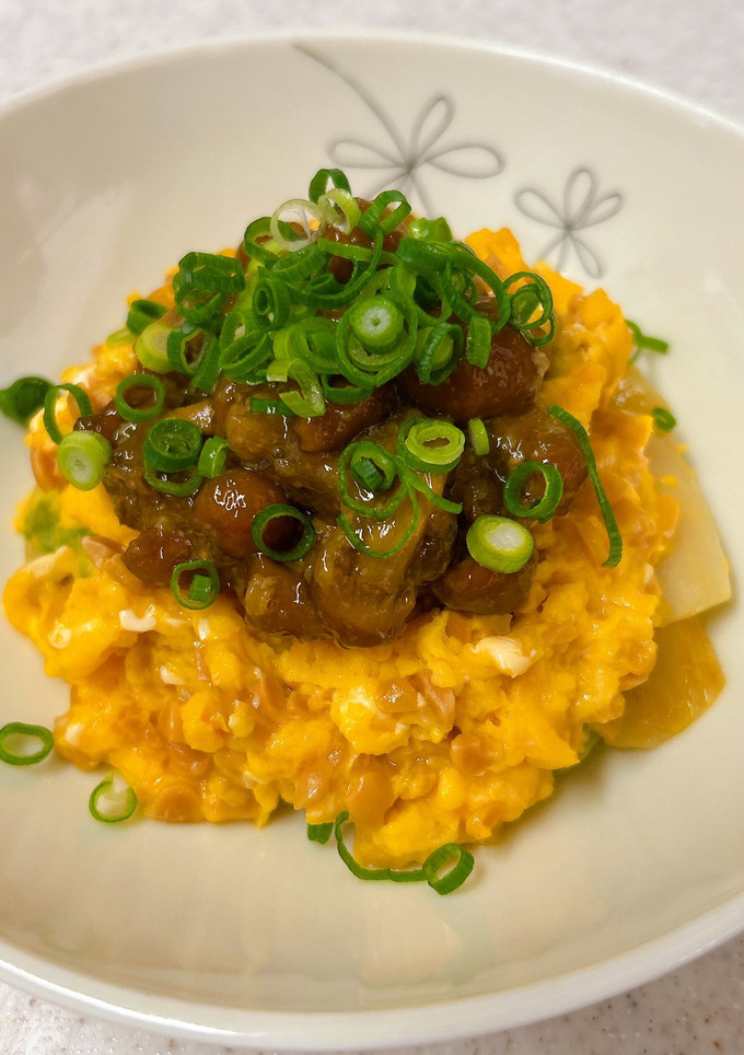白菜漬けと納豆の卵とじ♪なめこがけ-レシピのメイン写真