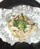 キノコ魚タラのホイル焼き♪簡単大葉ソース