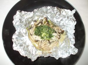 キノコ魚タラのホイル焼き♪簡単大葉ソース-レシピのメイン写真