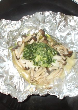 キノコ魚タラのホイル焼き♪簡単大葉ソース-レシピのメイン写真