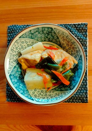 長芋と厚揚げとピーマンと人参の煮物-レシピのメイン写真