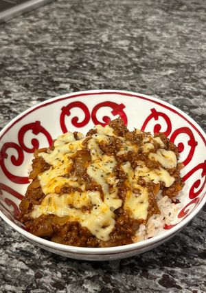 時短簡単、形成しないチーズバンバーク丼-レシピのメイン写真