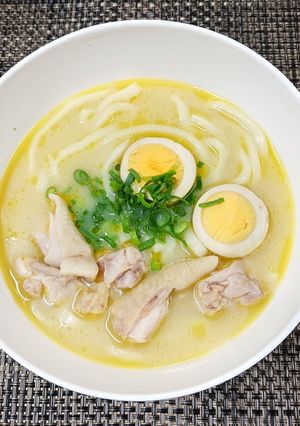 鶏白湯うどん　味玉のせ-レシピのメイン写真