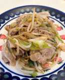 豚バラと長ねぎともやしのオイスター炒め