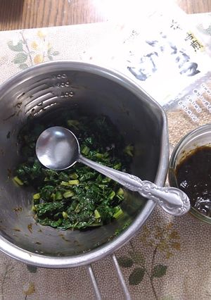 青菜のおひたしにのりの佃煮を和えて!-レシピのメイン写真
