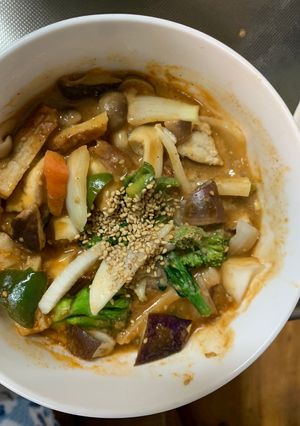 肉無チクワクリーミー洋風ユッケ丼味野菜炒-レシピのメイン写真