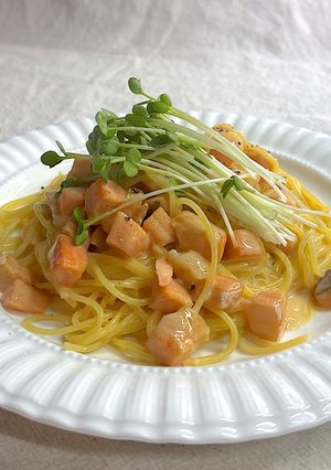 簡単！カフェ風サーモンのクリームパスタ-レシピのメイン写真