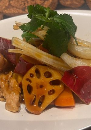 秋野菜と豚バラ肉の甘酢あえ-レシピのメイン写真