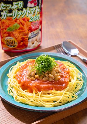 トマトガーリック納豆スパゲッティ-レシピのメイン写真