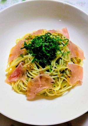 夏簡単昼食！大葉と梅胡瓜おろし冷製パスタ-レシピのメイン写真